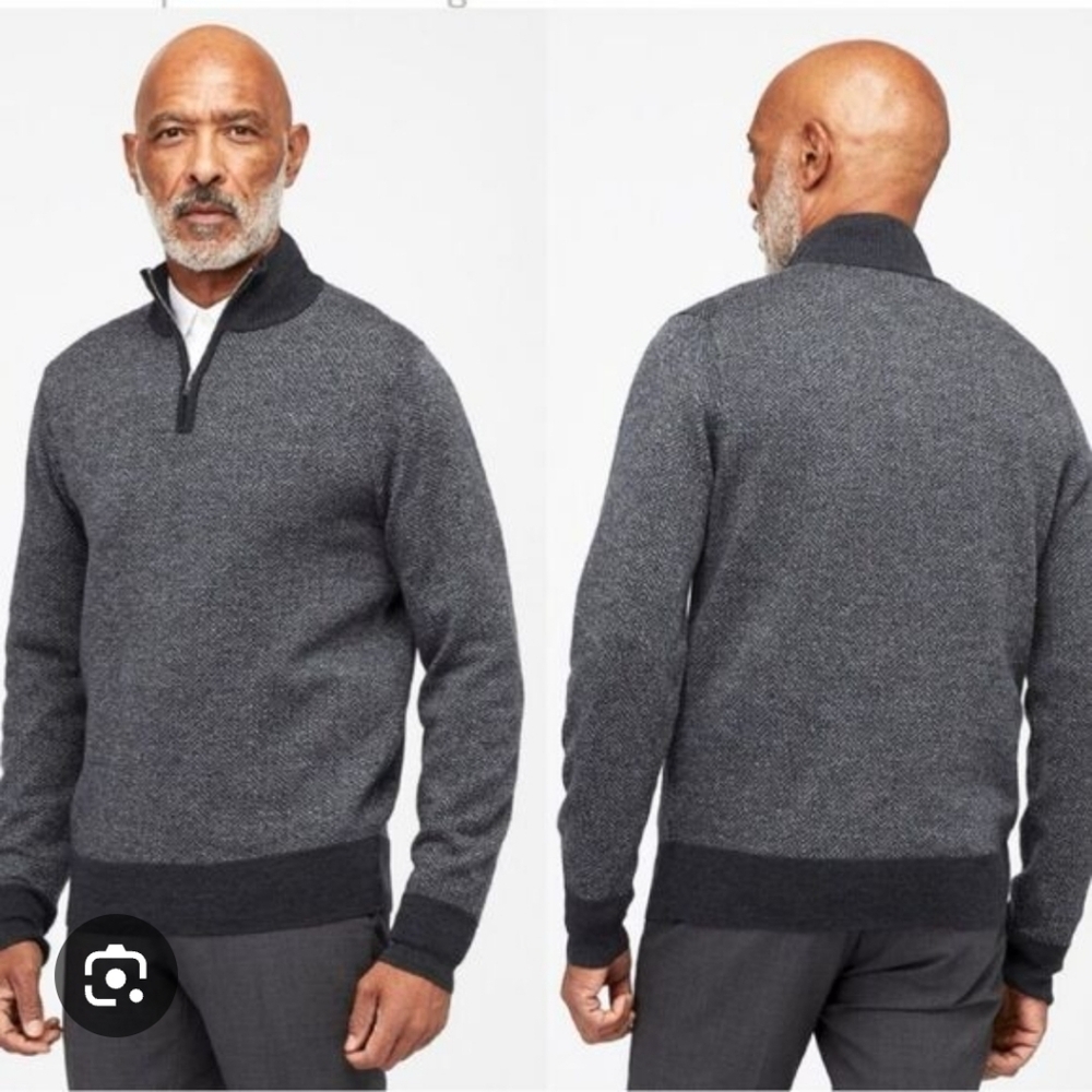 Bonobos 100% Merino Wool Quarter Zip Pullover Grey Preppy Grandpacore XL